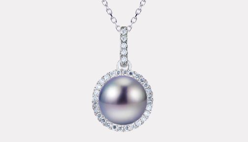 14kw Tahitian Pearl and Diamond Pendant