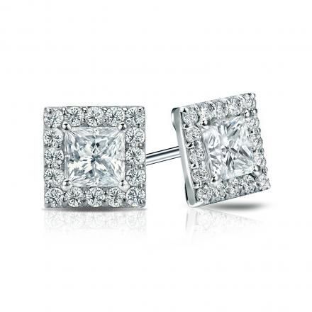 .56ctw 14kw Princess Cut Diamond Earrings