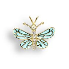 18ky Enamel Diamond Butterfly Pendant
