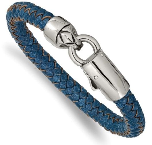 Antiqued Blue Leather Bracelet