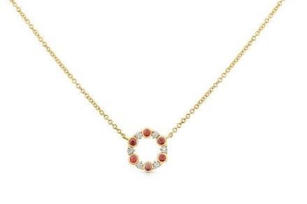 14ky Petite Ruby and Diamond Circle Necklace