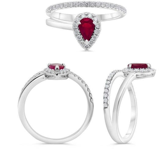 14kw Ruby and Diamond Halo Ring