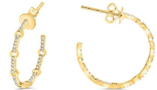 Fancy Diamond Hoop Earrings 14ky