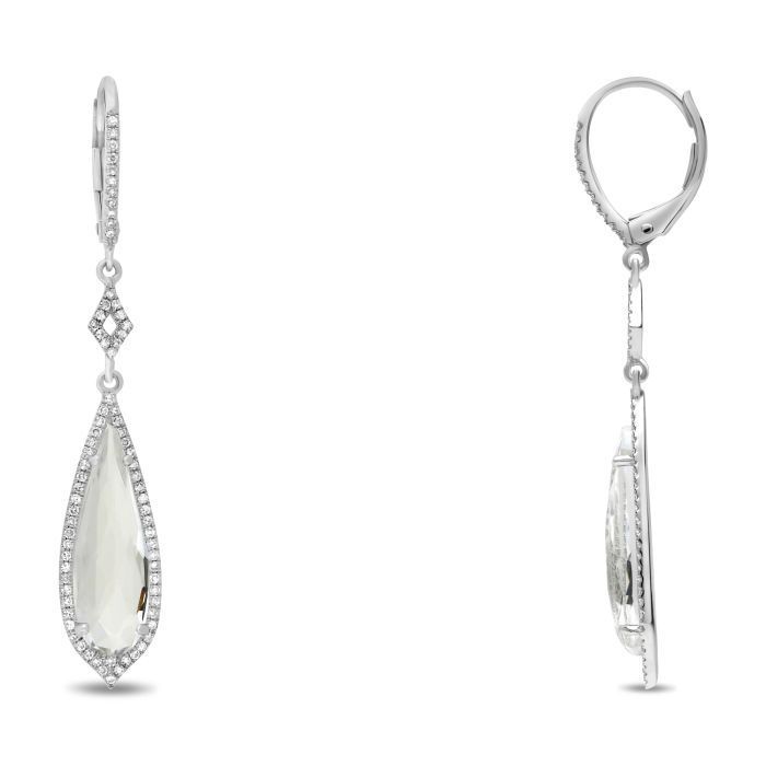 14k White Topaz Dangle Earrings