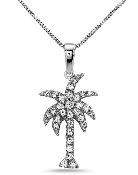 14kw Diamond Palm Tree Pendant