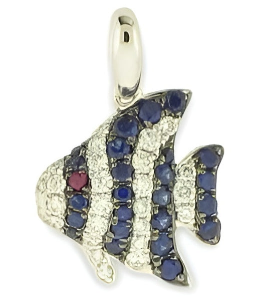 White Gold Sapphire and Diamond Fish