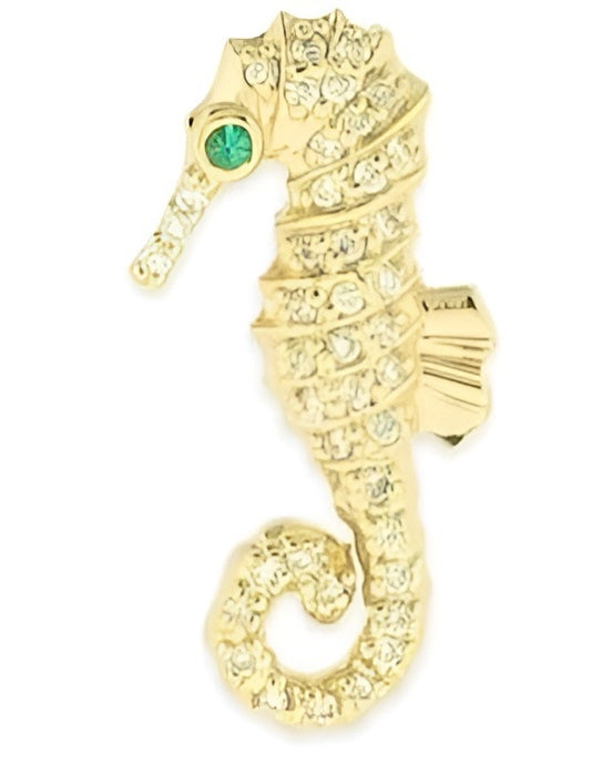 14k Yellow Gold Diamond Seahorse