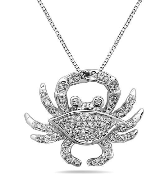 14kw Diamond Crab Pendant