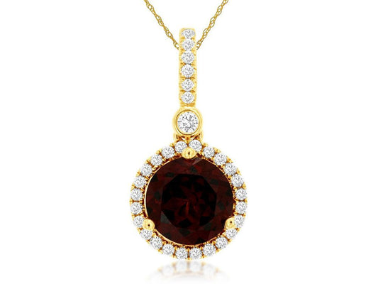 14ky Garnet Diamond Pendant