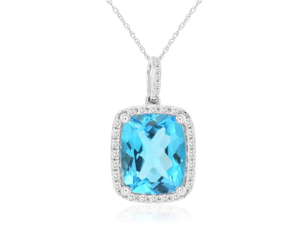 14KW Blue Topaz Pendant