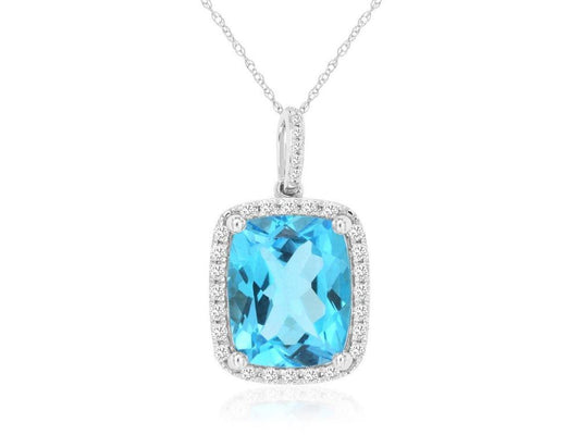 14KW Blue Topaz Pendant