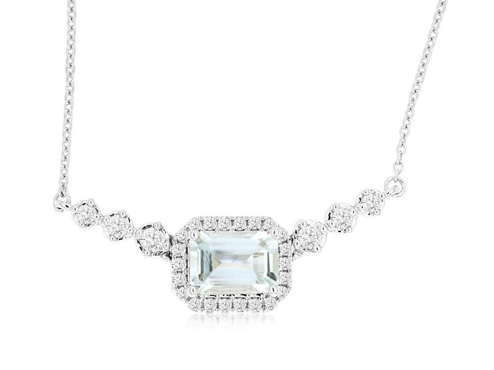 14kw Aquamarine Diamond Necklace