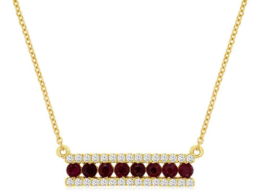 14ky Ruby Diamond Bar Necklace