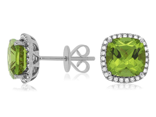 14kw Peridot Diamond Earrings