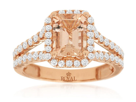 14K Rose Diamond Morganite Ring