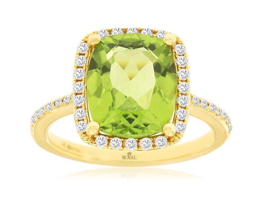 14KY Diamond Peridot Ring