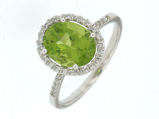 14kw Peridot Diamond Ring