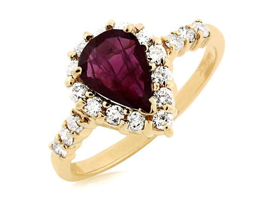 14ky Pear Shape Ruby Diamond Ring