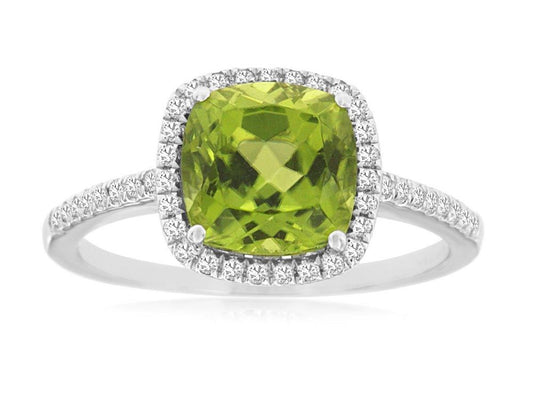 14kw Cushion Peridot Ring