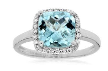 14kw Diamond Aquamarine Ring